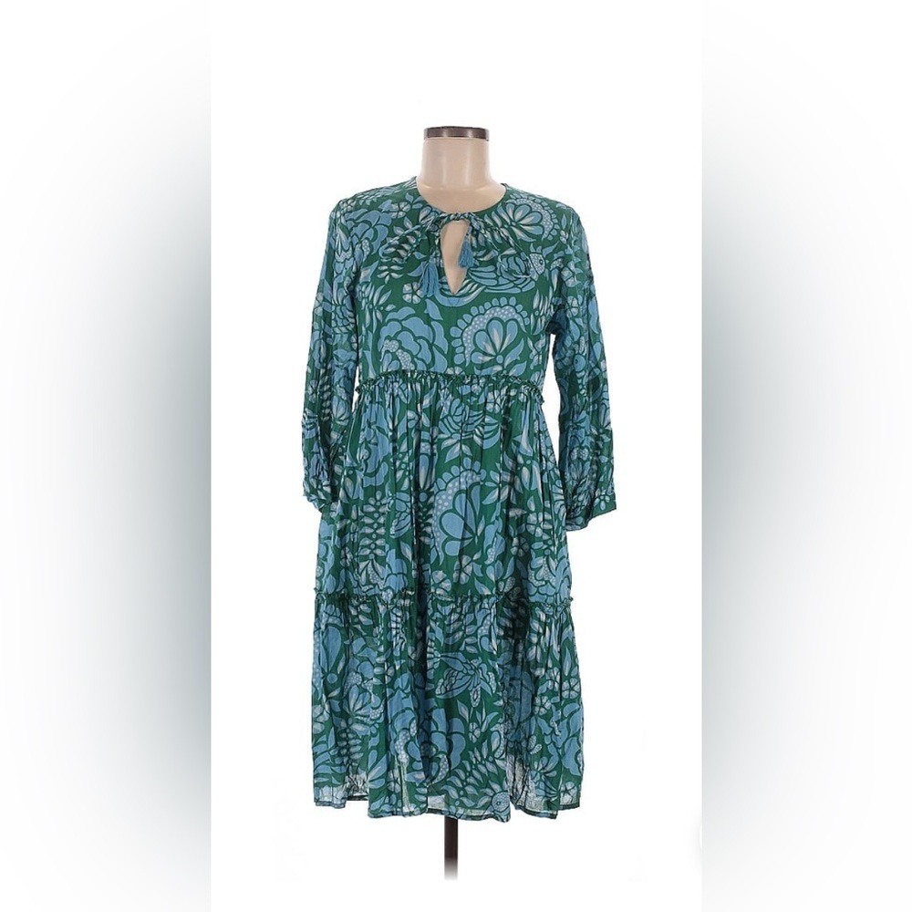 Dolma Floral blue and green with sleeves dress Size Small